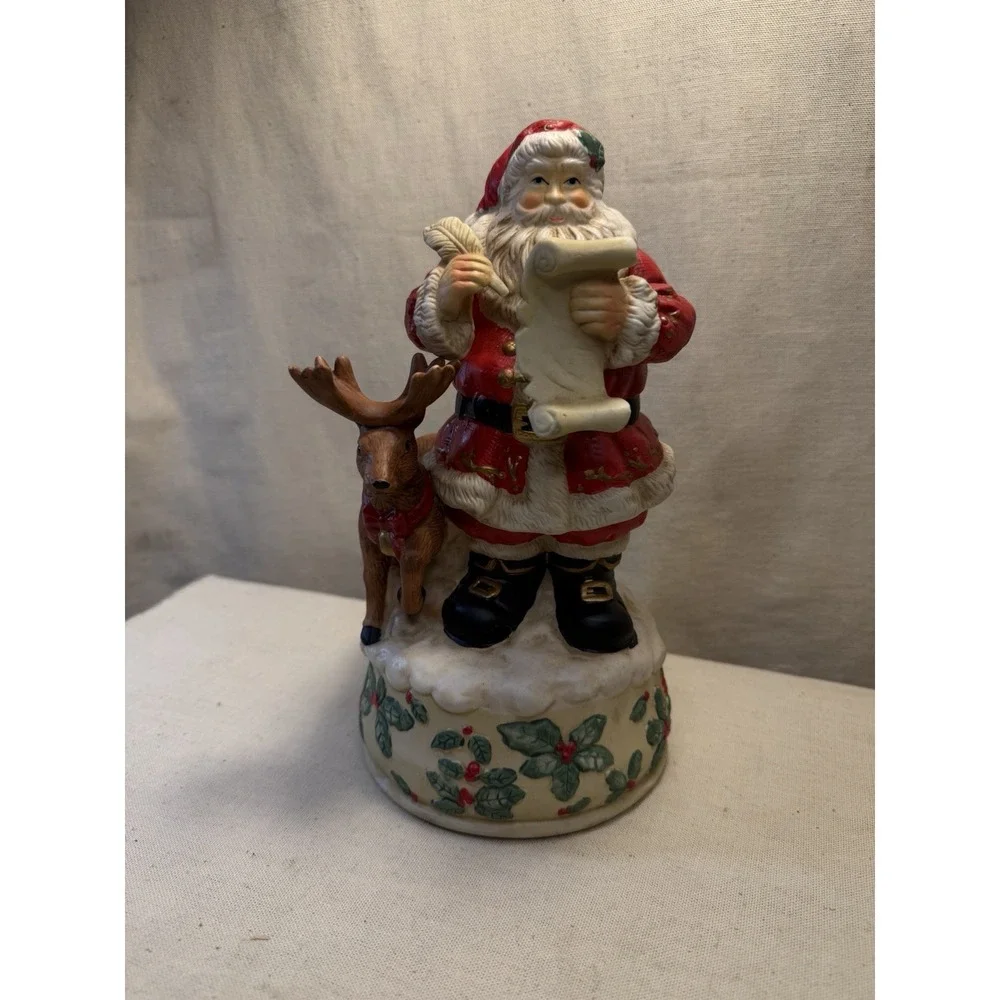 Santa Claus Reindeer Musical Figurine 10